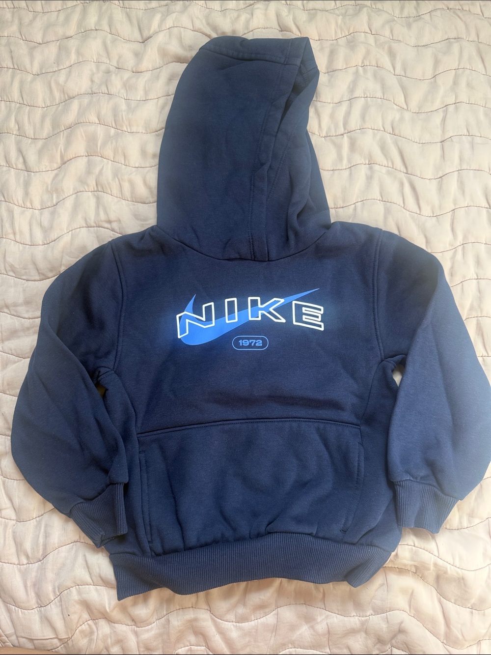 Nike Kids Navy Blue Hoodie with Light Blue Logo